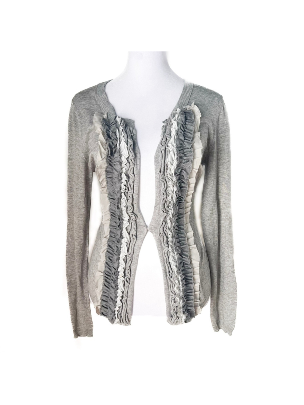 Banana Republic Ruffle Trim Cotton Cardigan Sweater Sz S Romantic Coquette Y2K